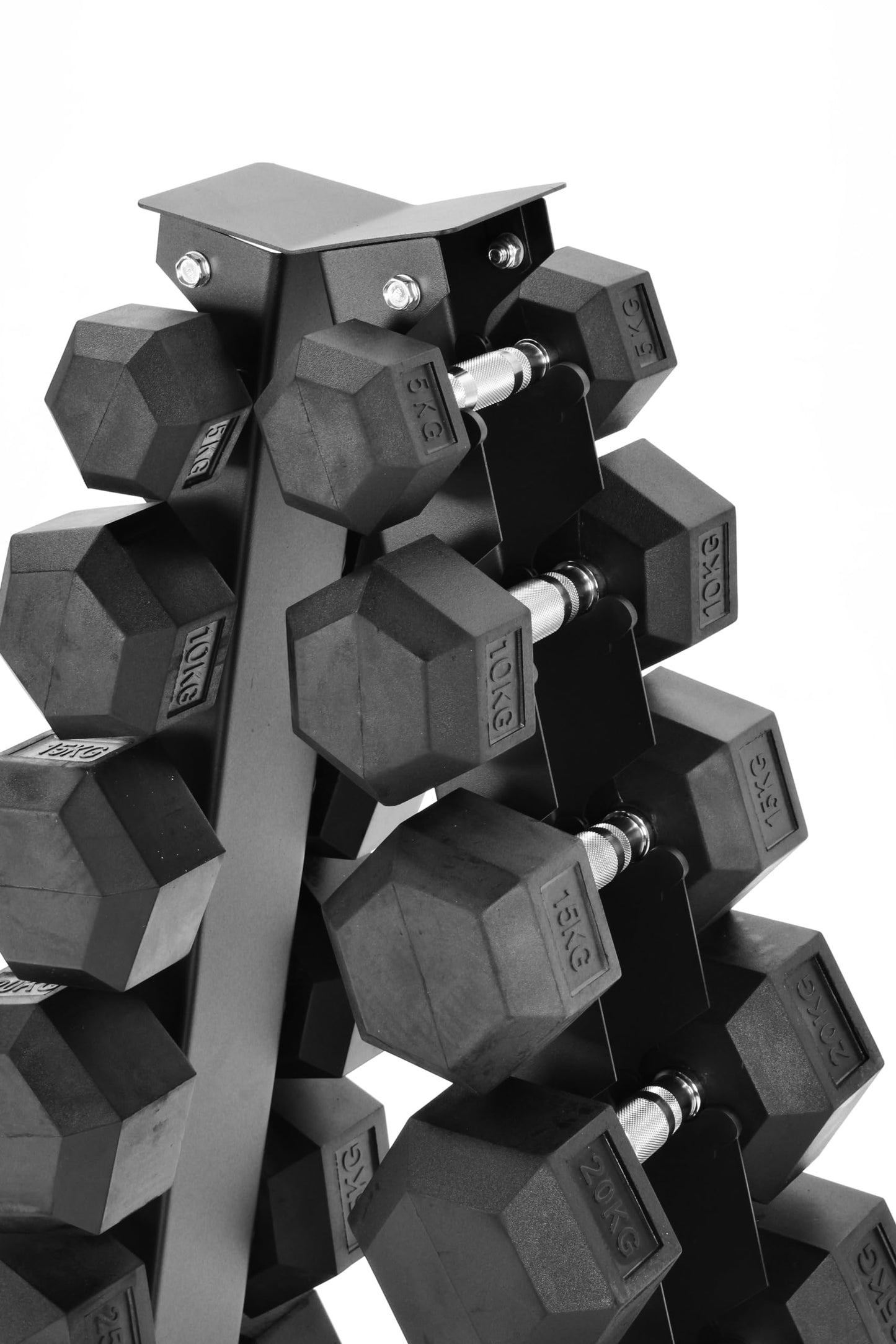 Equipped Gym - Weights Dumbbells Set With A Shaped 6 Tier Rack Stand. 5kg-25kg Pairs Cast Iron Gym Weights. Gym Equipment For Home And Commercial Use For Both Men And Women