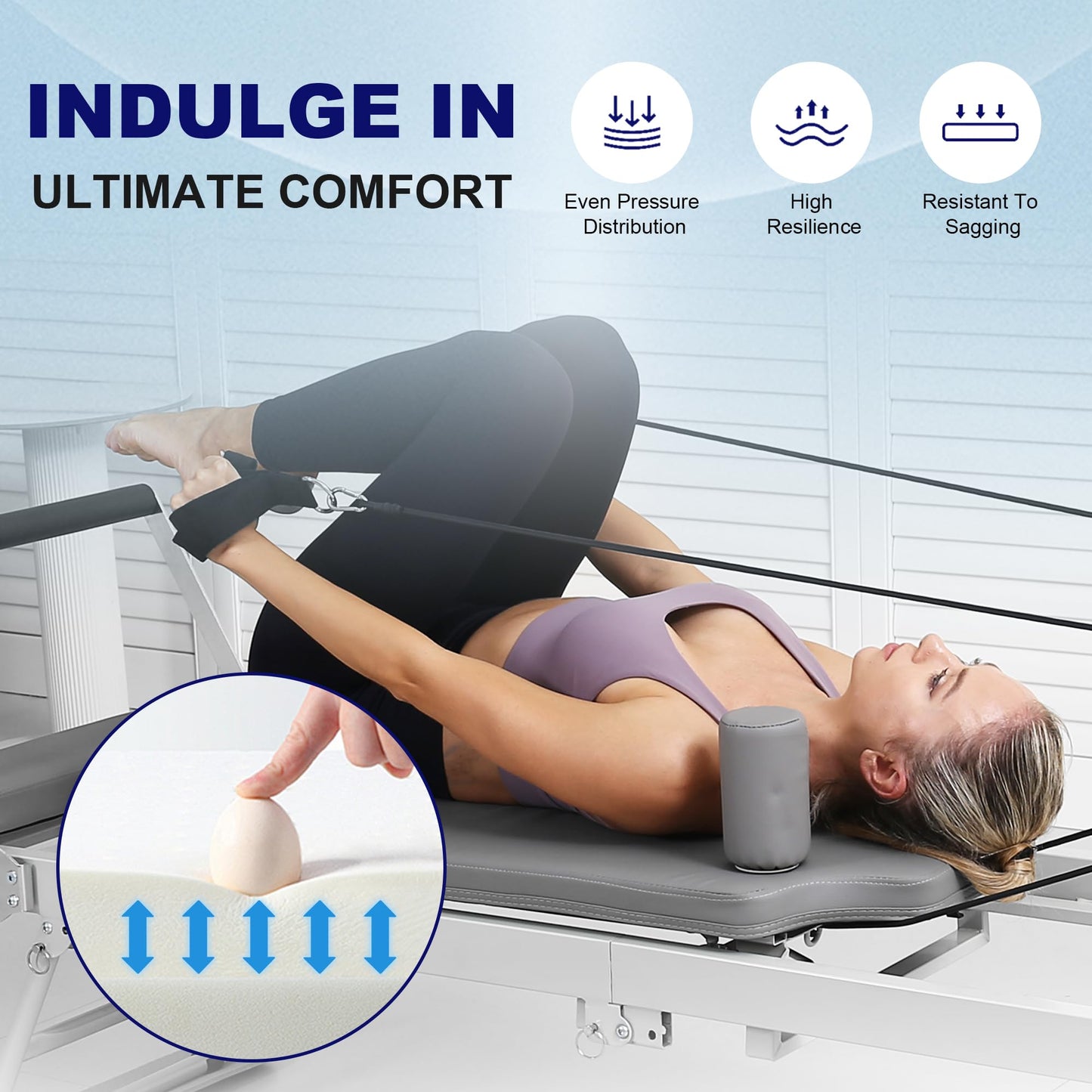 GRDSGRD Pilates Reformer Machine Foldable Pilates Reformer Machine Equipment for Home Workouts,Portable Reformer Pilates Machine for Home Gym,Black