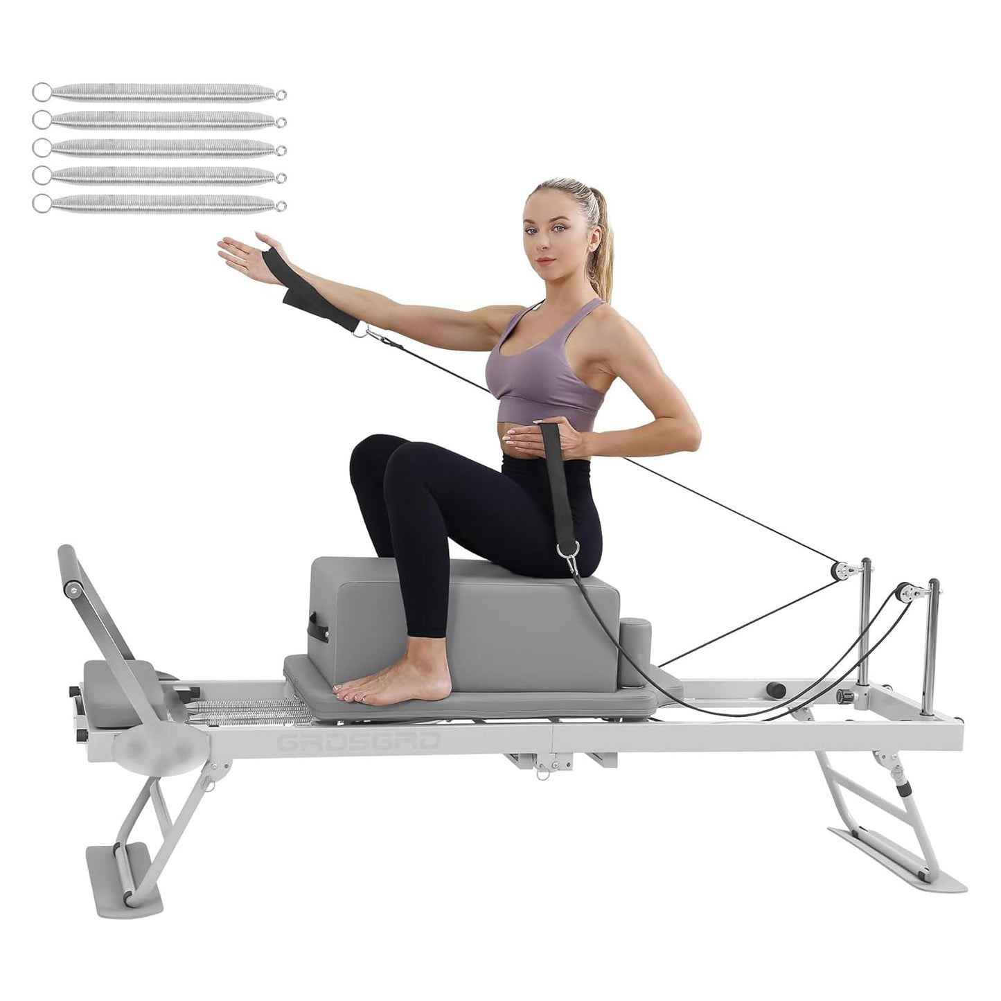 GRDSGRD Pilates Reformer Machine Foldable Pilates Reformer Machine Equipment for Home Workouts,Portable Reformer Pilates Machine for Home Gym,Black