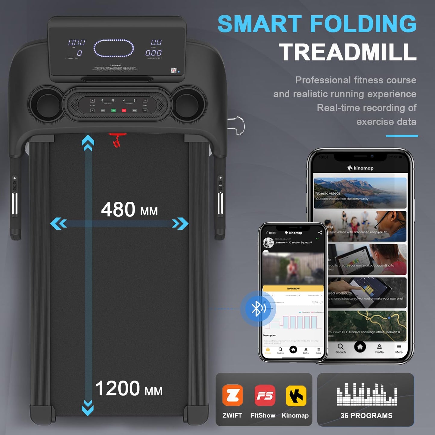 Kitopa 2025 Treadmills for Home, Sporty Digital Screen with 7HP, 20KM/H, 18% Auto Incline, Heart Rate & Bluetooth Speakers, Running Machine 160KG Capacity with Wide Belt for Home Office Gym